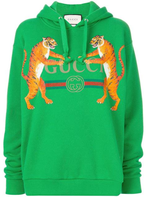 gucci tiger cotton-jersey hoody|Gucci tiger brooch.